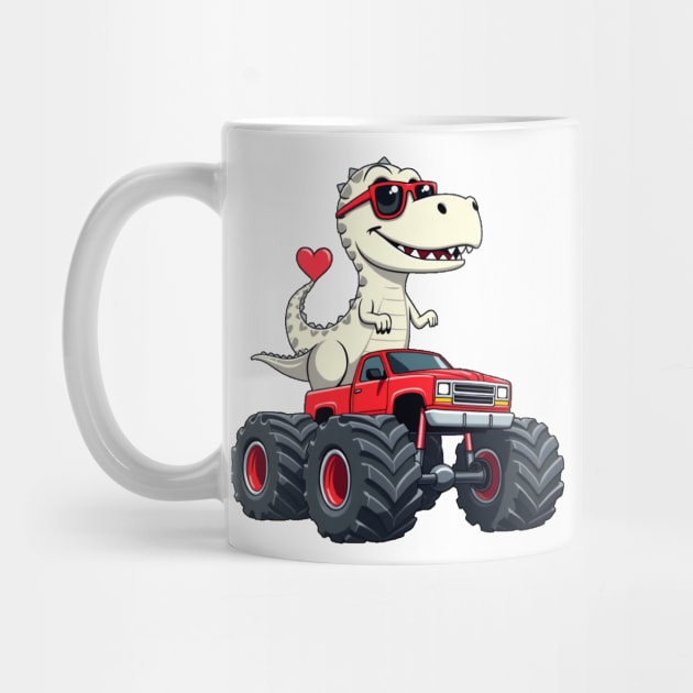 Valentines day Dinosaur Monster Truck with Heart Boys girls by ArtistTee ⭐⭐⭐⭐⭐